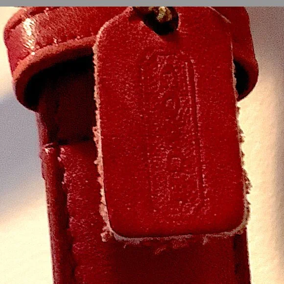 Vintage Coach Leather Belt Brass Buckle Cherry Red Size L, 38 inches long - Picture 5 of 8